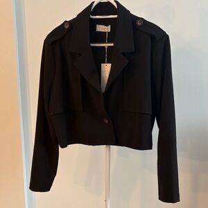 Sage Women's Black Cropped Trench